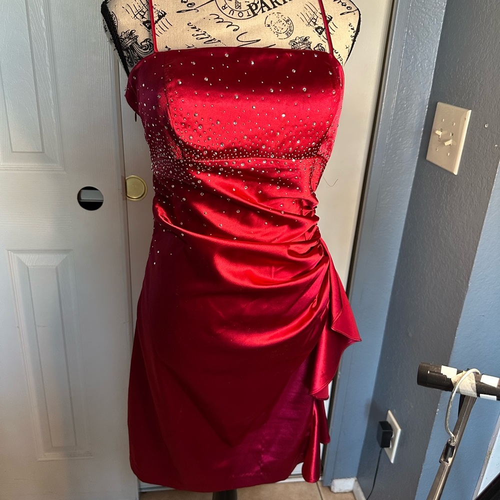 Vintage Blondie Nites Sparkling Red Cocktail Party Dress Size 9